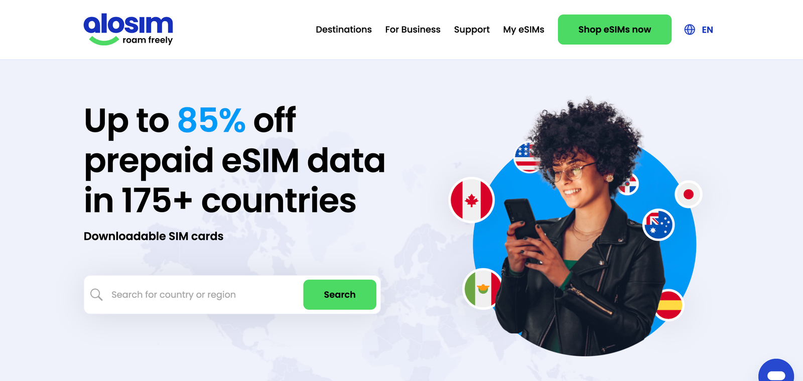 Alosim Website Header Screenshot